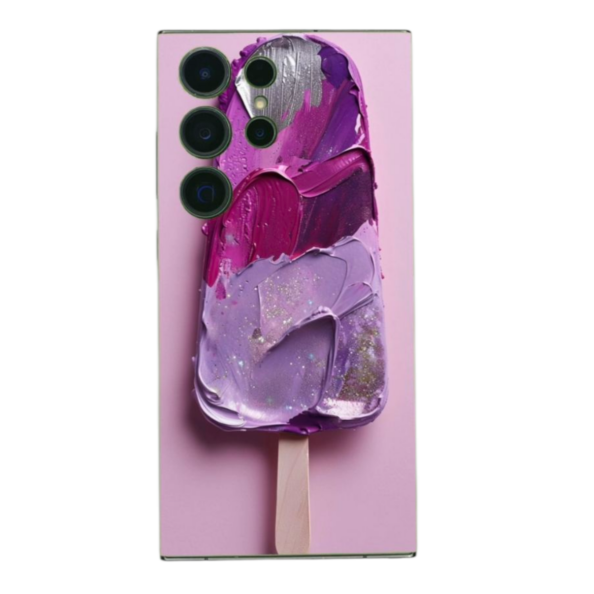 jäätelöaiheinen liila ja pinkki puhelimen takakalvo