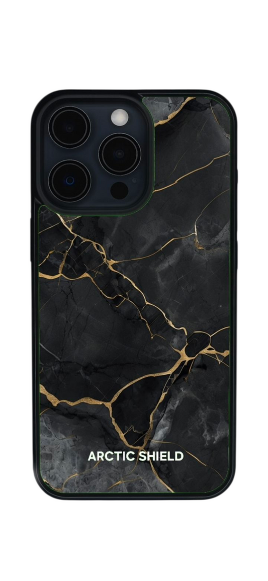 iPhone 13 Pro Max Arctic Shield Musta Marmori Suojakuori