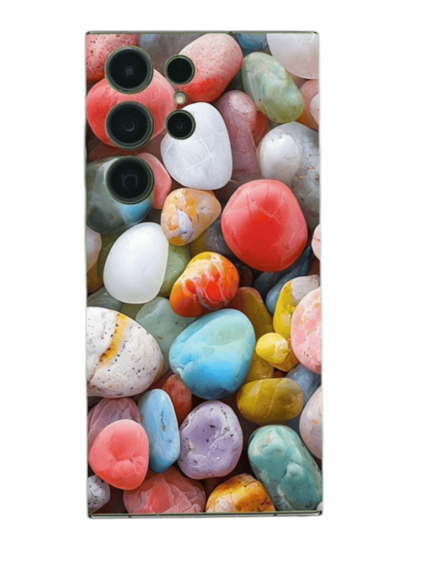 BackSkin Rainbow Pebbles – puhelimen takakalvo värikkäillä kivillä