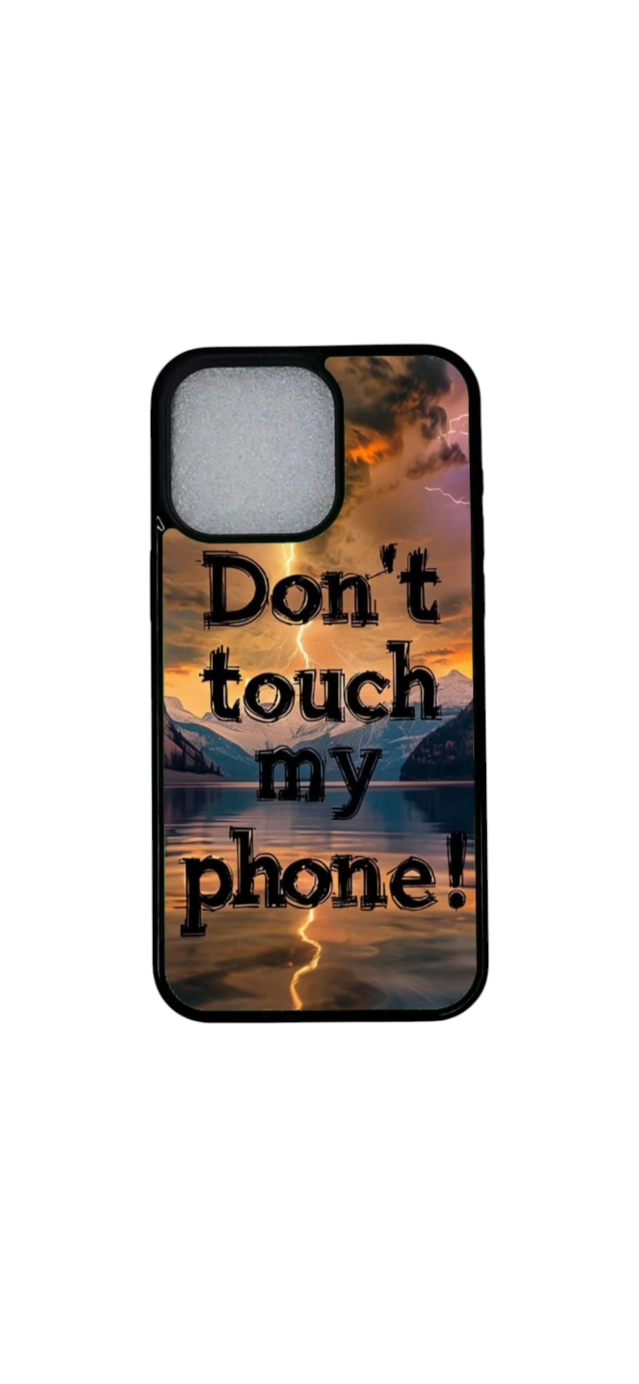iPhone 12 Pro magneettinen kuori myrskyisellä taustakuvalla ja kieltoprintillä