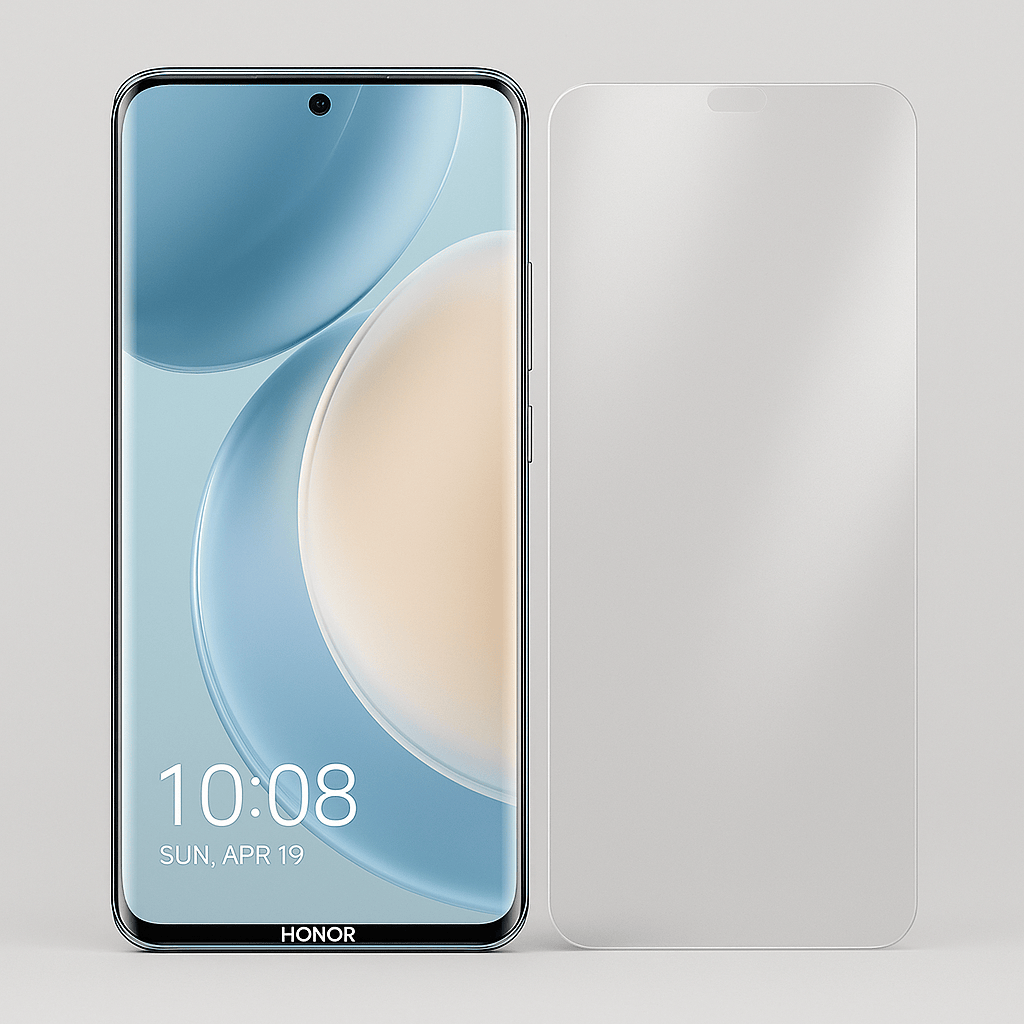 Honor 200 Smart puhelin ja hydrogeeli panssarikalvo vierekkäin