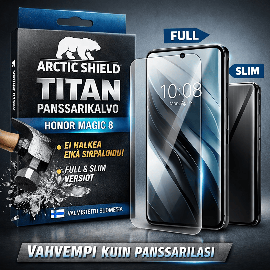 Arctic Shield Titan panssarikalvo Honor Magic 8 -puhelimelle – lasimainen ja panssarilasia kestävämpi näytönsuoja