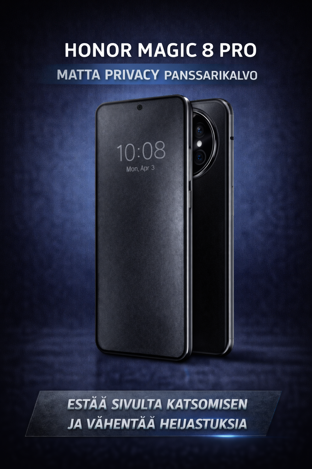 Honor Magic 8 Pro matta privacy panssarikalvo – tumma ja maitomainen näytönsuoja, joka estää sivulta katsomisen ja vähentää heijastuksia