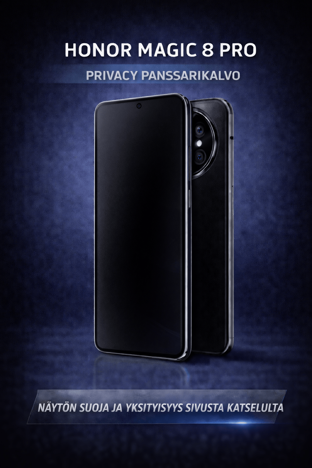 Honor Magic 8 Pro privacy panssarikalvo – tumma näytönsuoja, joka suojaa näyttöä ja estää sivulta katselun julkisissa tiloissa