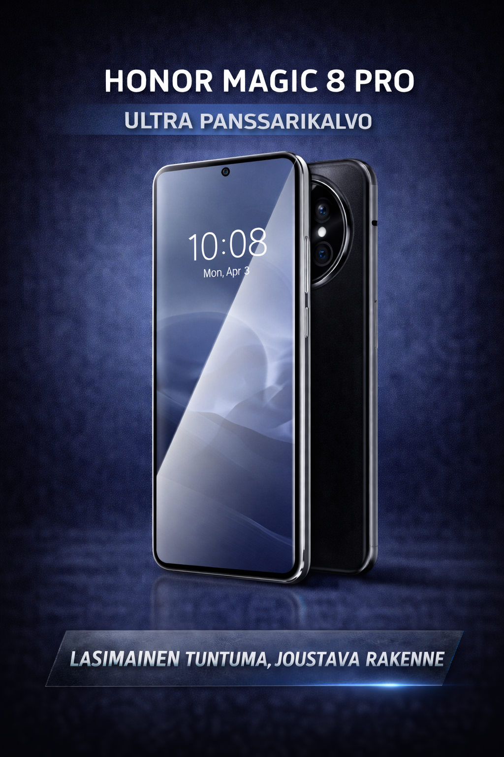 Honor Magic 8 Pro Ultra panssarikalvo – lasimainen ja erittäin liukas näytönsuoja, joka joustaa ja kestää iskuja ilman halkeamista