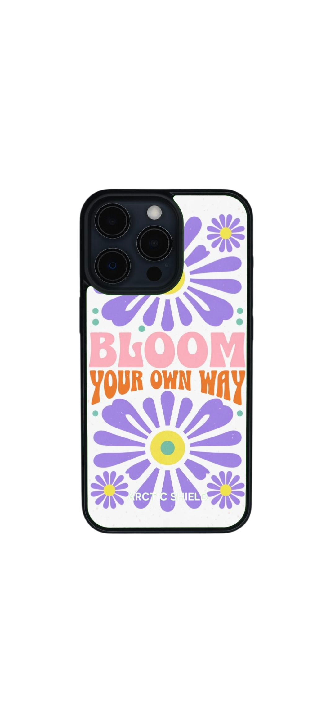 iPhone 11 Magsafe suojakuori – kukkakuosi ja inspiroiva teksti Bloom Your Own Way