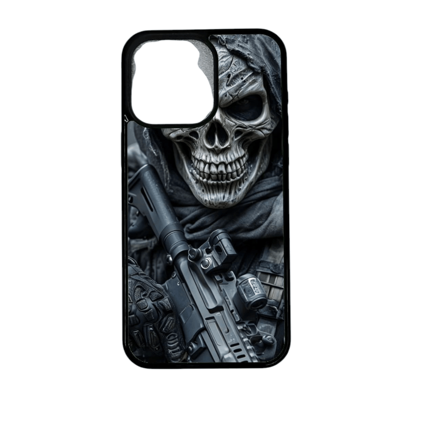 iPhone 12 Pro suojakuori kallolla ja aseella