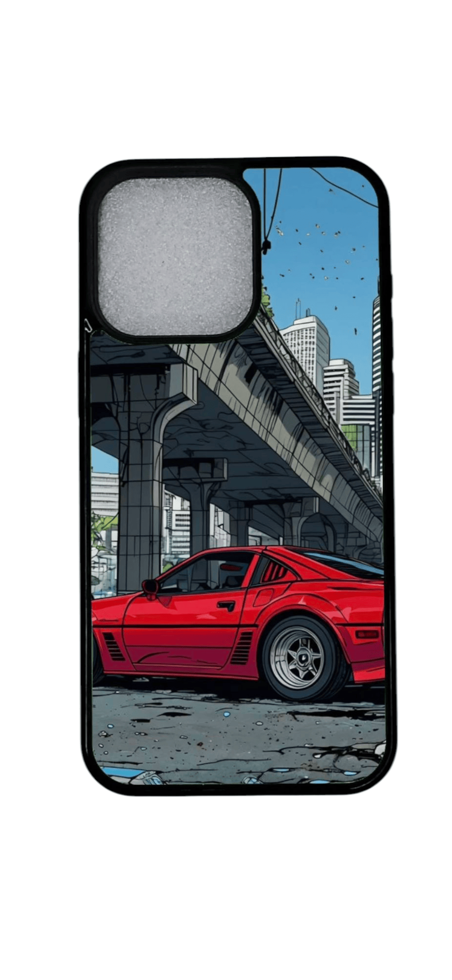 iPhone 12 Pro urbaani suojakuori koko pinnalta punaisella autolla (laaja kuva)