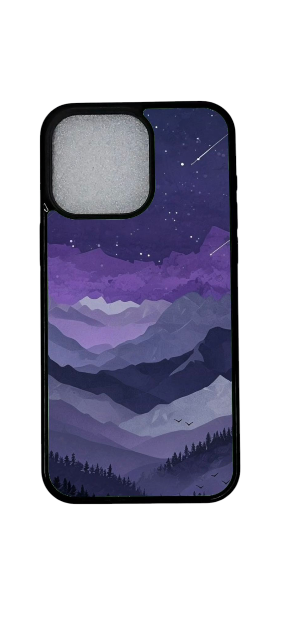 iPhone 12 Pro suojakuori violetti vuorimaisema -designillä edestä (etukuva)