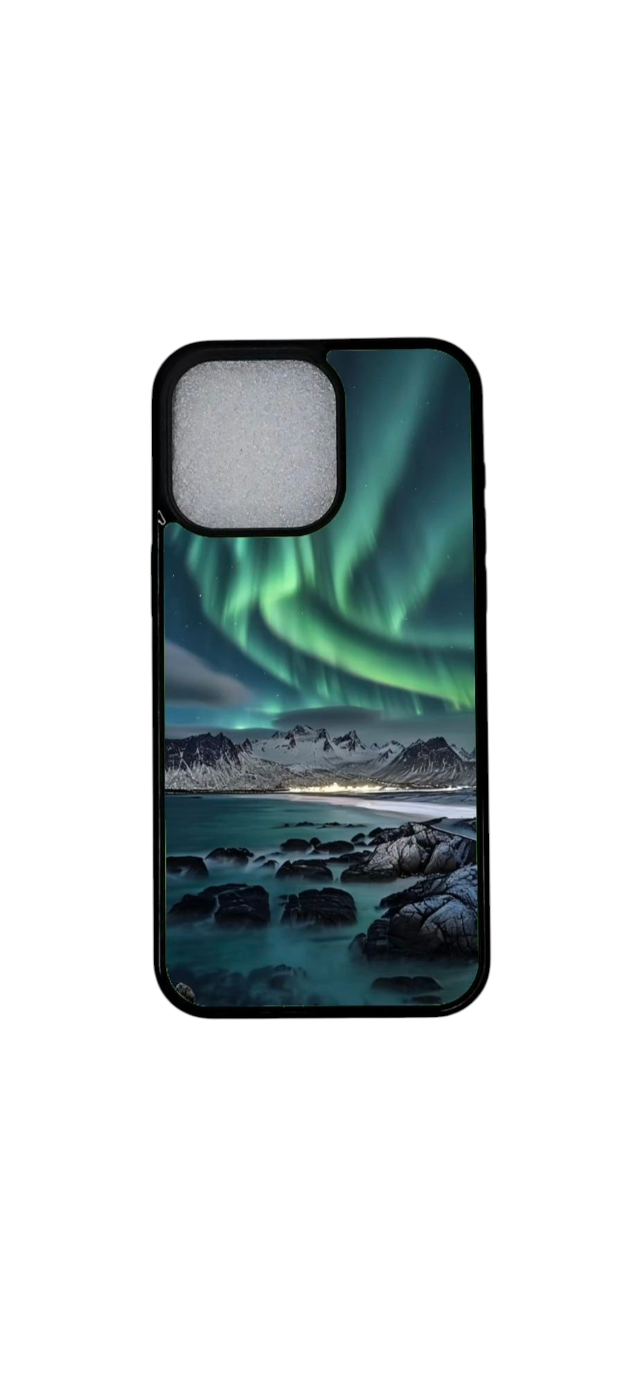 Apple iPhone 13 Pro Max suojakuori – Revontulet ja vuorimaisema – sivukuva