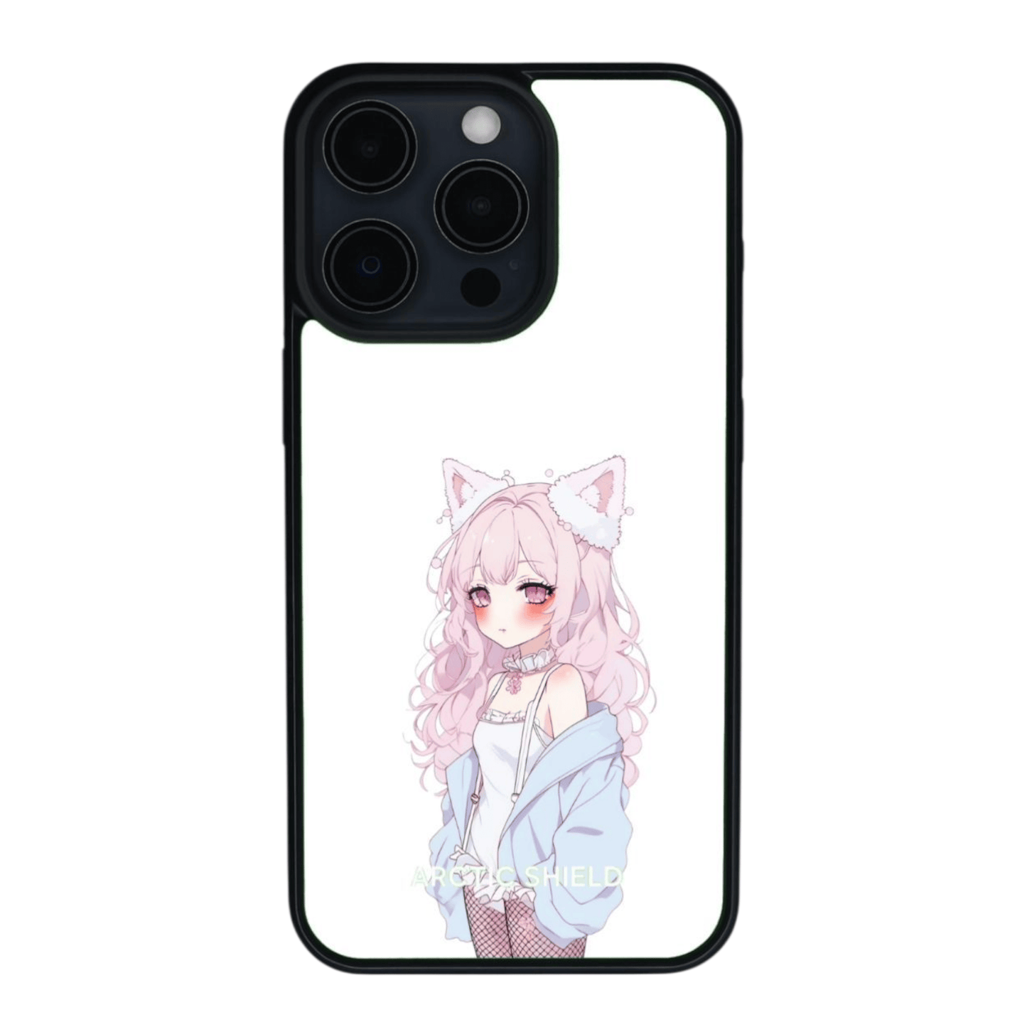 iPhone 15 Pro puhelimen kuori – Vaaleanpunainen animehahmo