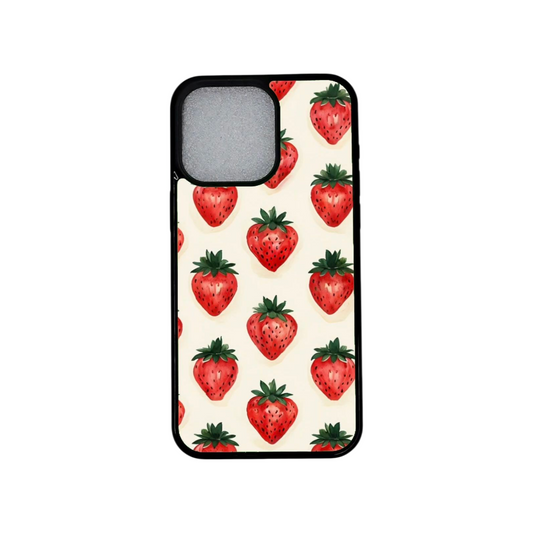 iPhone 15 Pro Max suojakuori mansikkakuviolla ja MagSafe-magneetilla