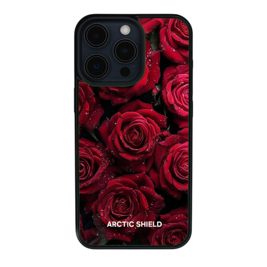 iPhone 16 Plus MagSafe-yhteensopiva Arctic Shield suojakuori punaisilla ruusuilla edestä