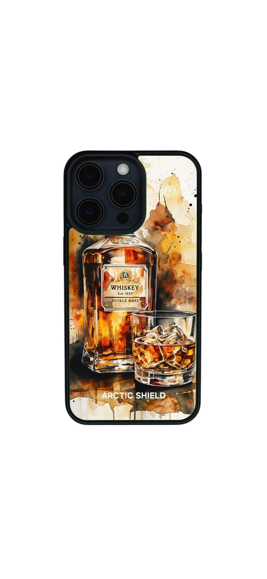 iPhone 16 Plus Magsafe suojakuori – viskipullo ja drinkkilasi design