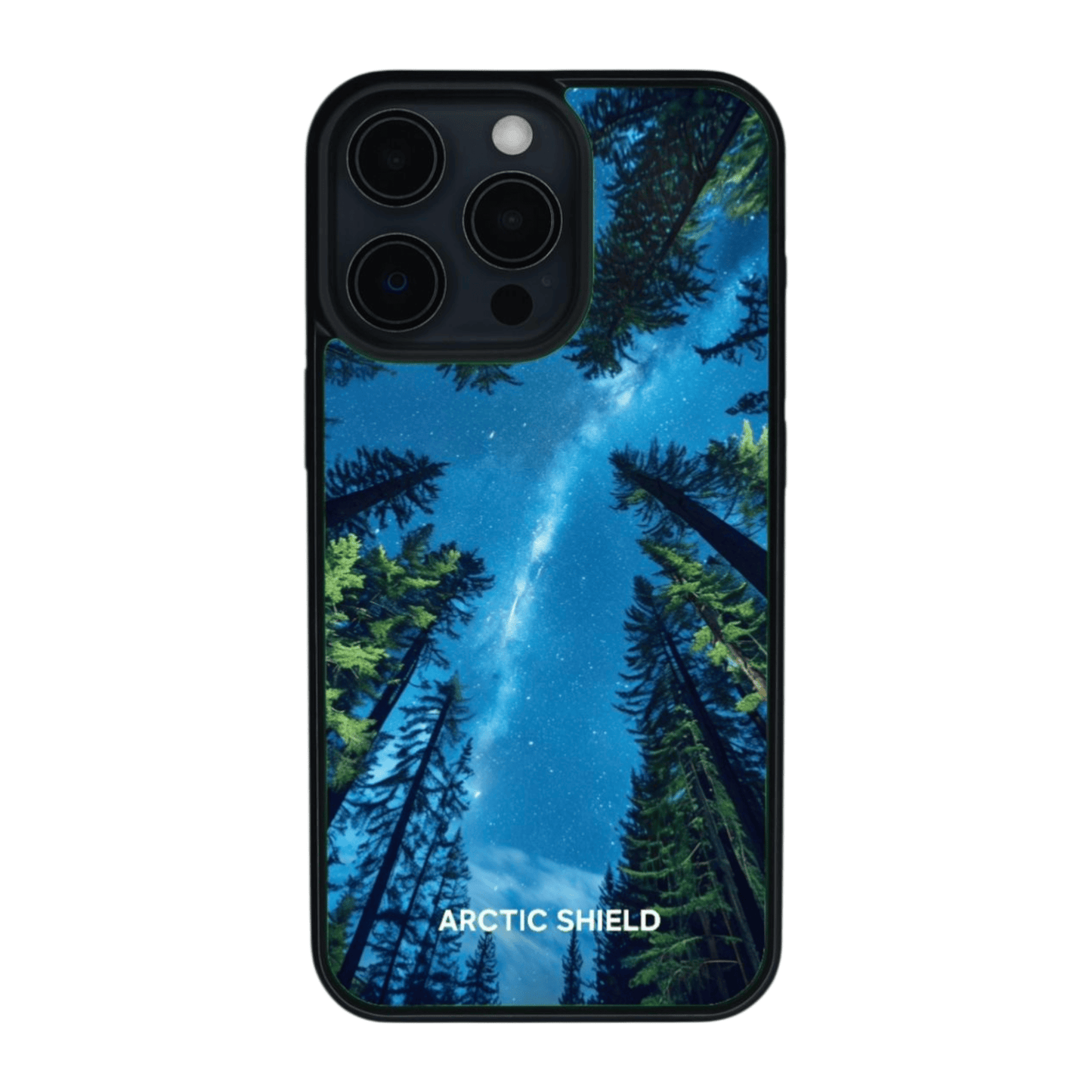iPhone 16E phone cover – Looking up at stars through forest
