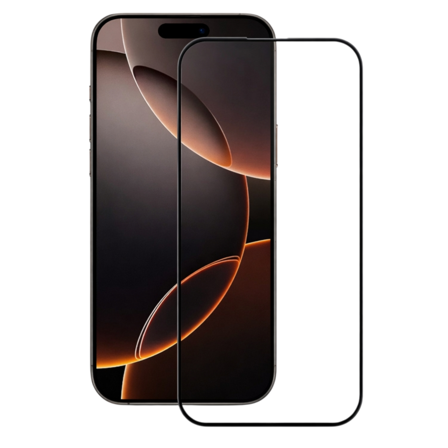 iPhone 17 panssarilasi Full Cover -suojalasi mustalla reunuksella suojaa näytön iskuilta ja naarmuilta säilyttäen kirkkaan kuvanlaadun