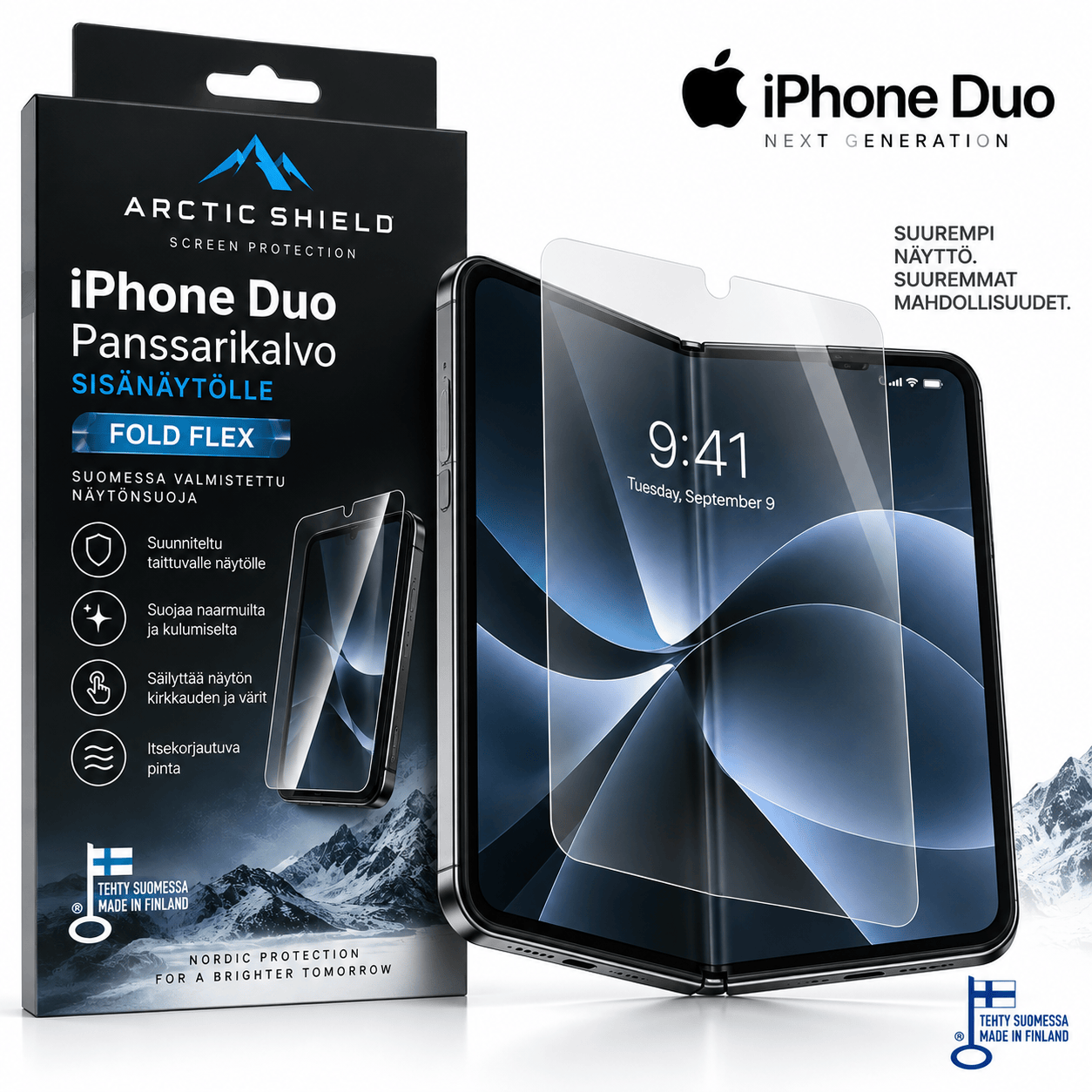 iPhone Duo sisänäytön panssarikalvo – Arctic Shield Fold Flex taittuvalle näytölle
