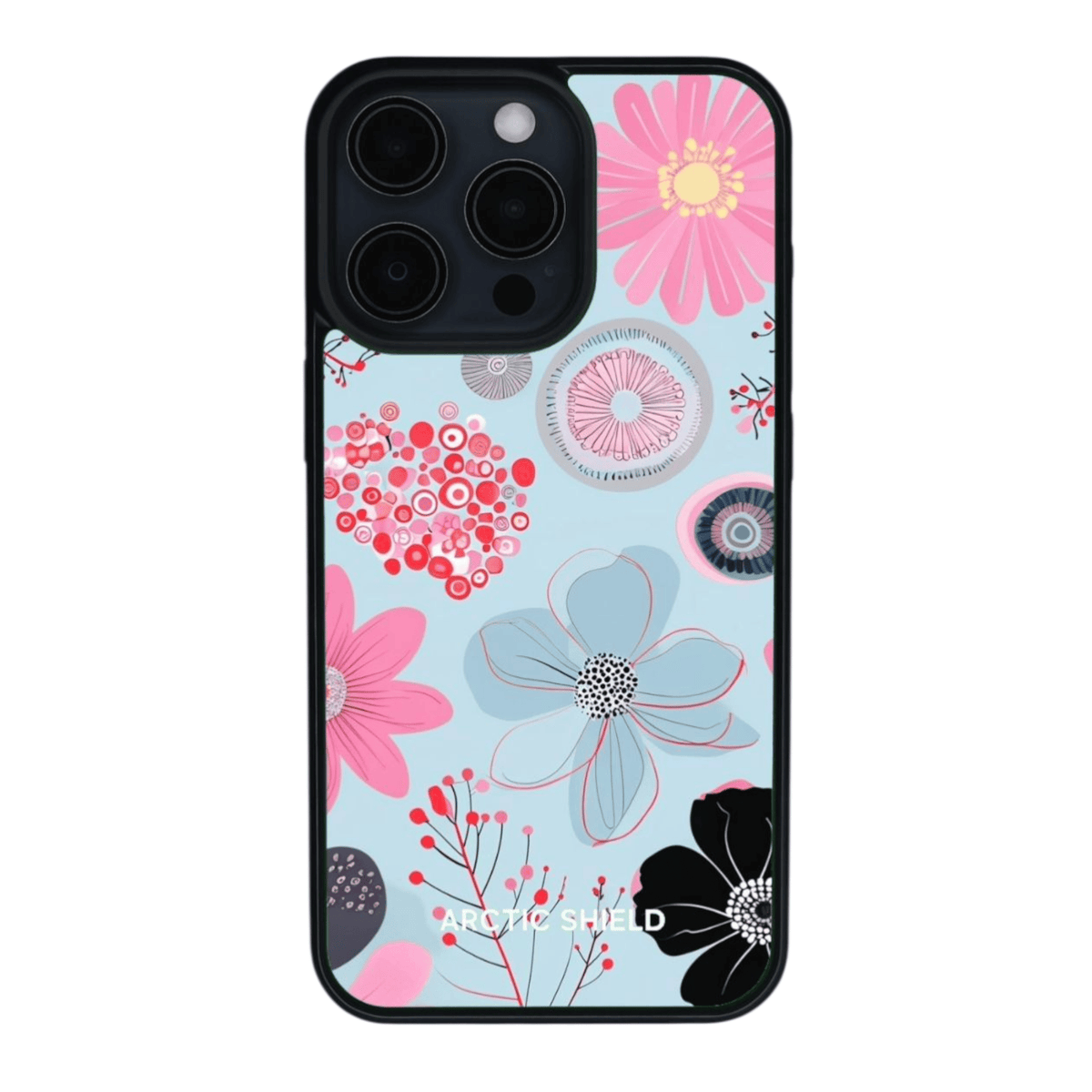 iPhone X / XS kuori kukkakuosi – sininen tausta ja keväinen ilme