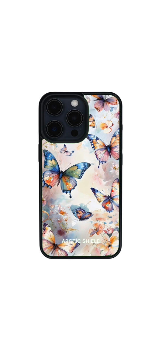 iPhone XS Max suojakuori Arctic Shield perhoset – värikkäät sinioranssit perhoset