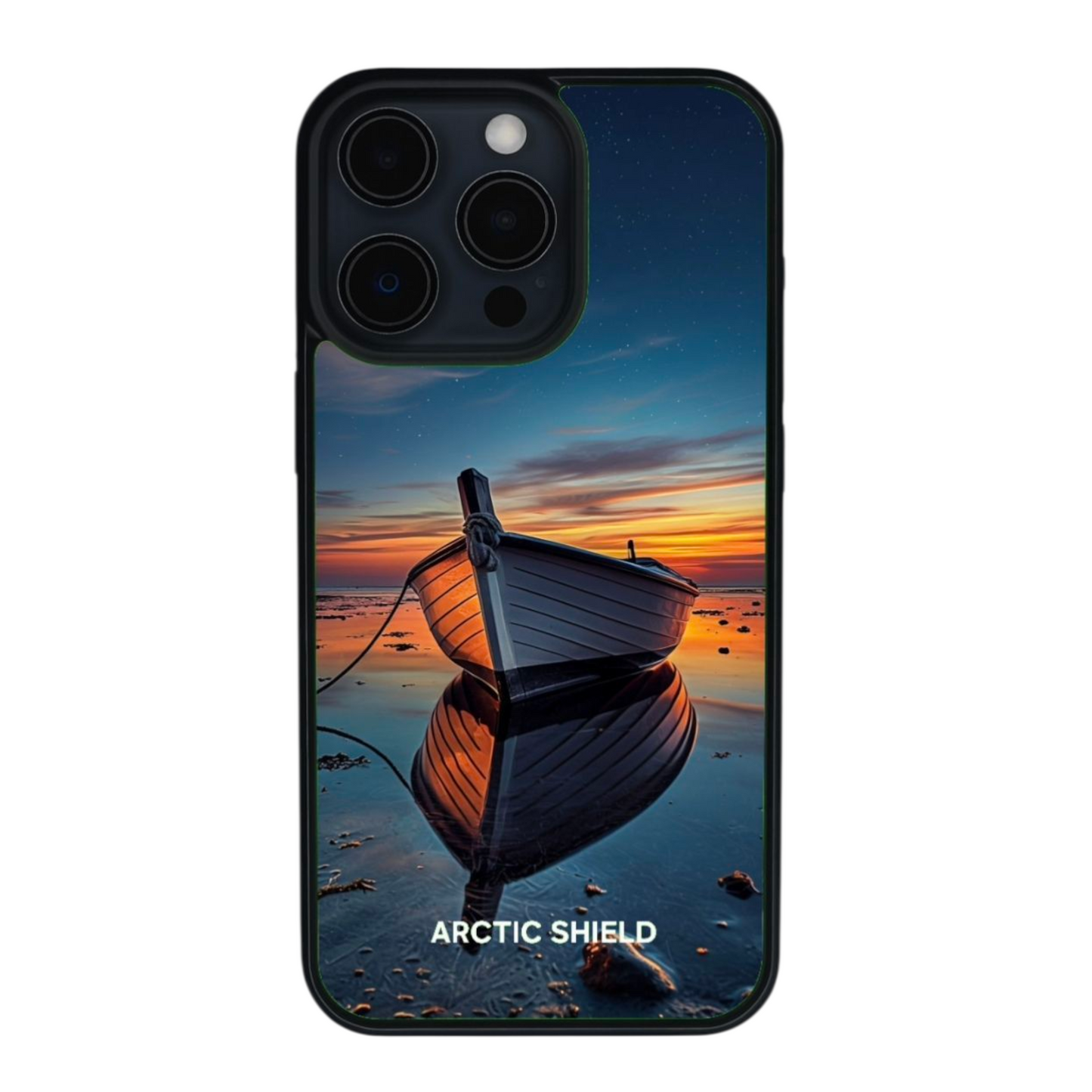 iPhone XS Max suojakuori – Soutuvene auringonlaskussa veden äärellä