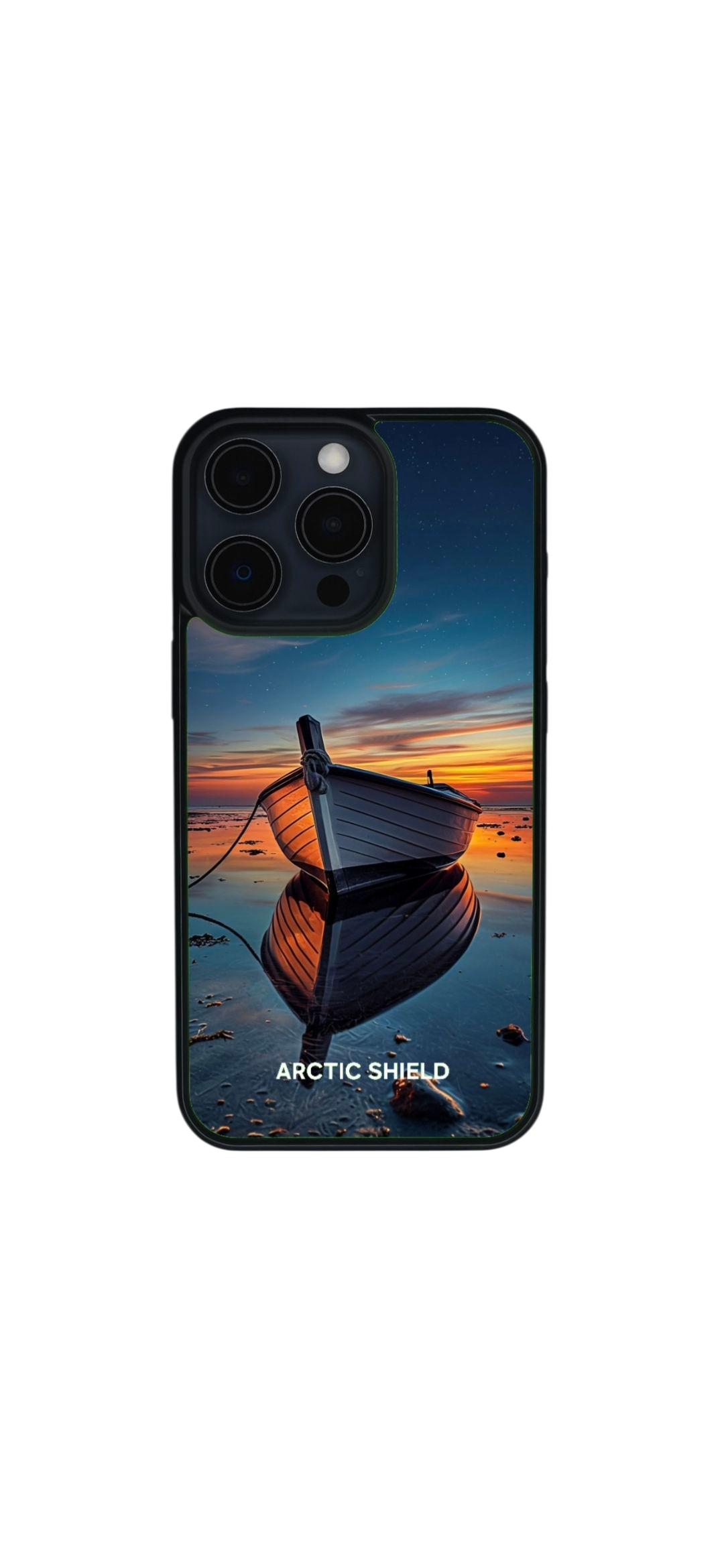 iPhone XS Max puhelimen kuori – Tyyni järvimaisema ja vene iltataivaalla