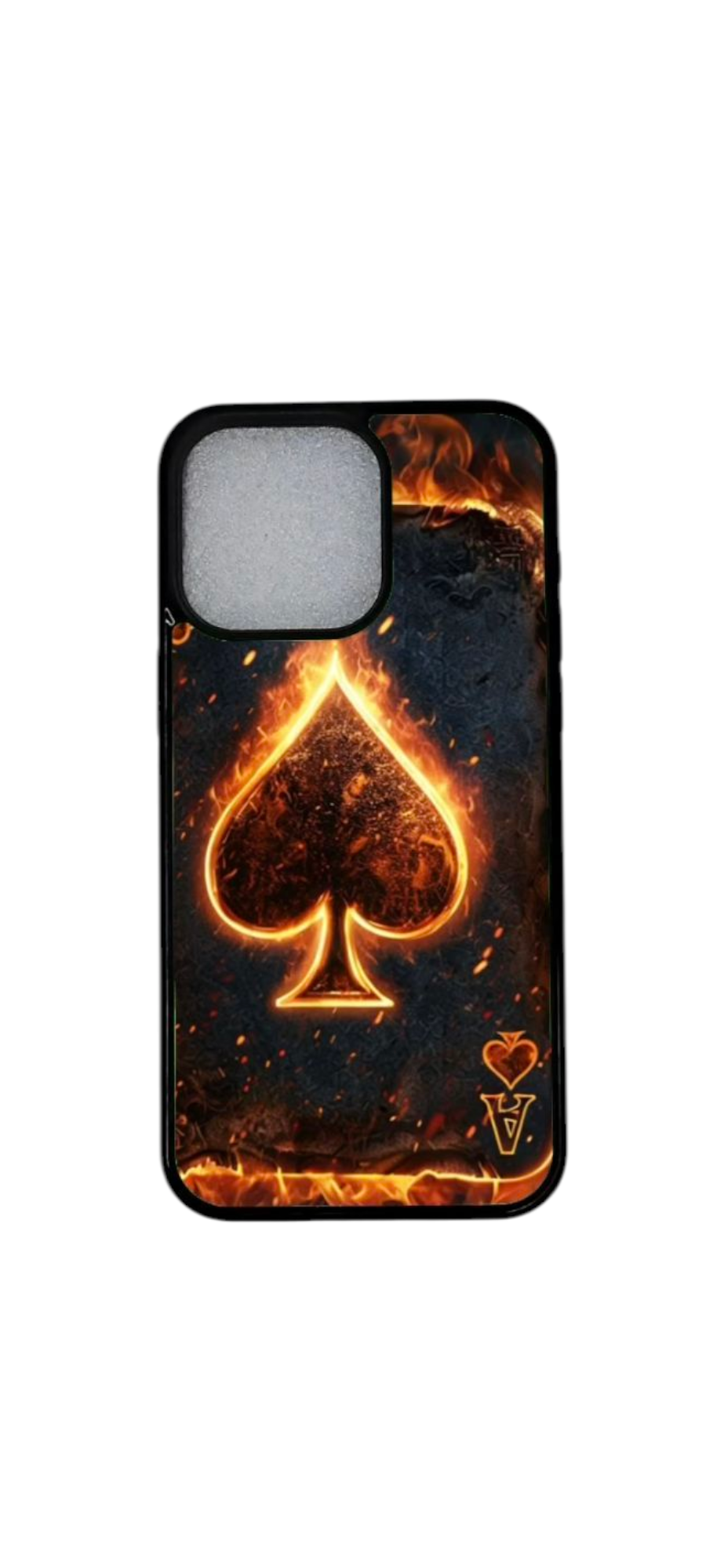 iPhone 12 suojakuori liekeissä – pelikorttiteema