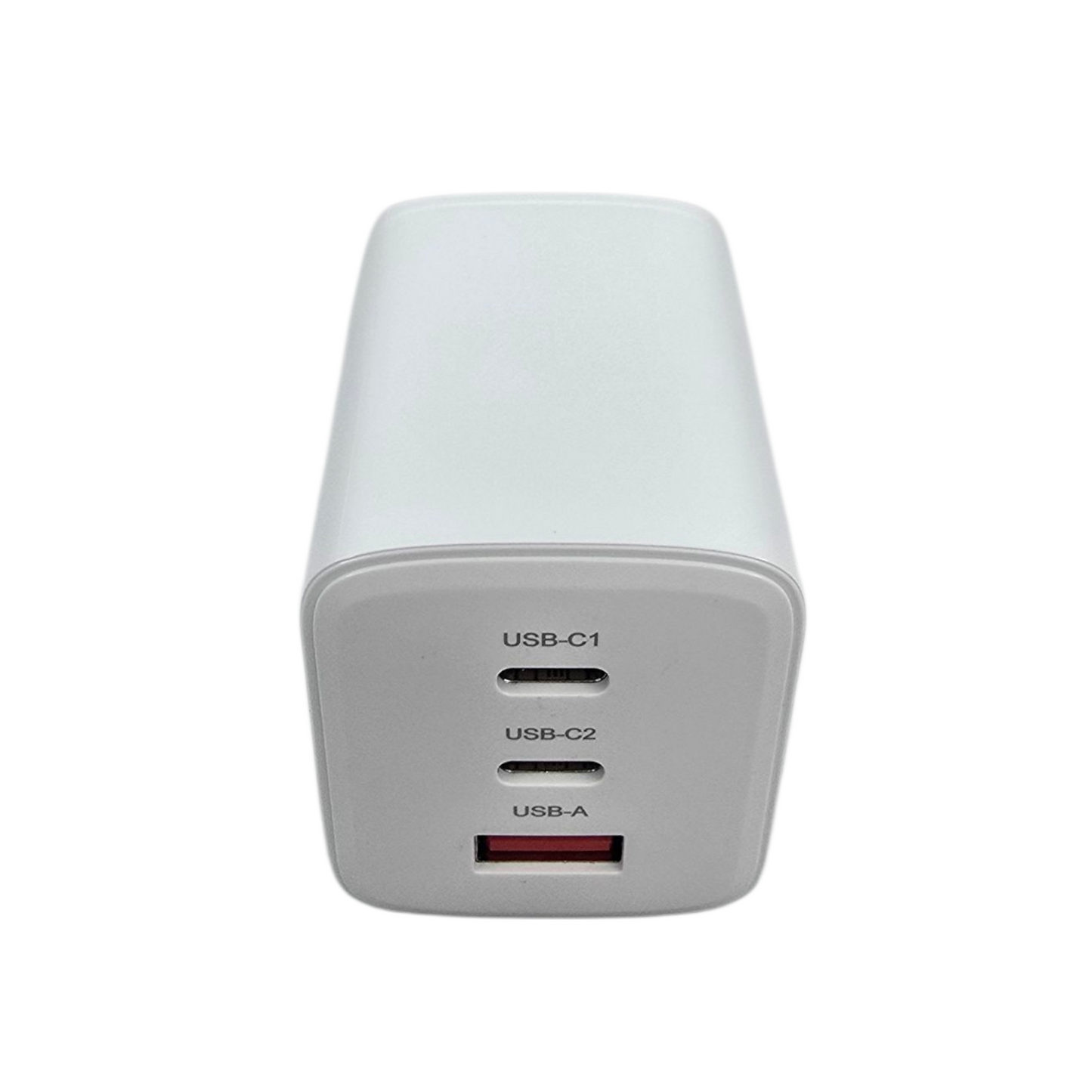 65W pikalaturi edestä – USB-C1, USB-C2 ja USB-A portit