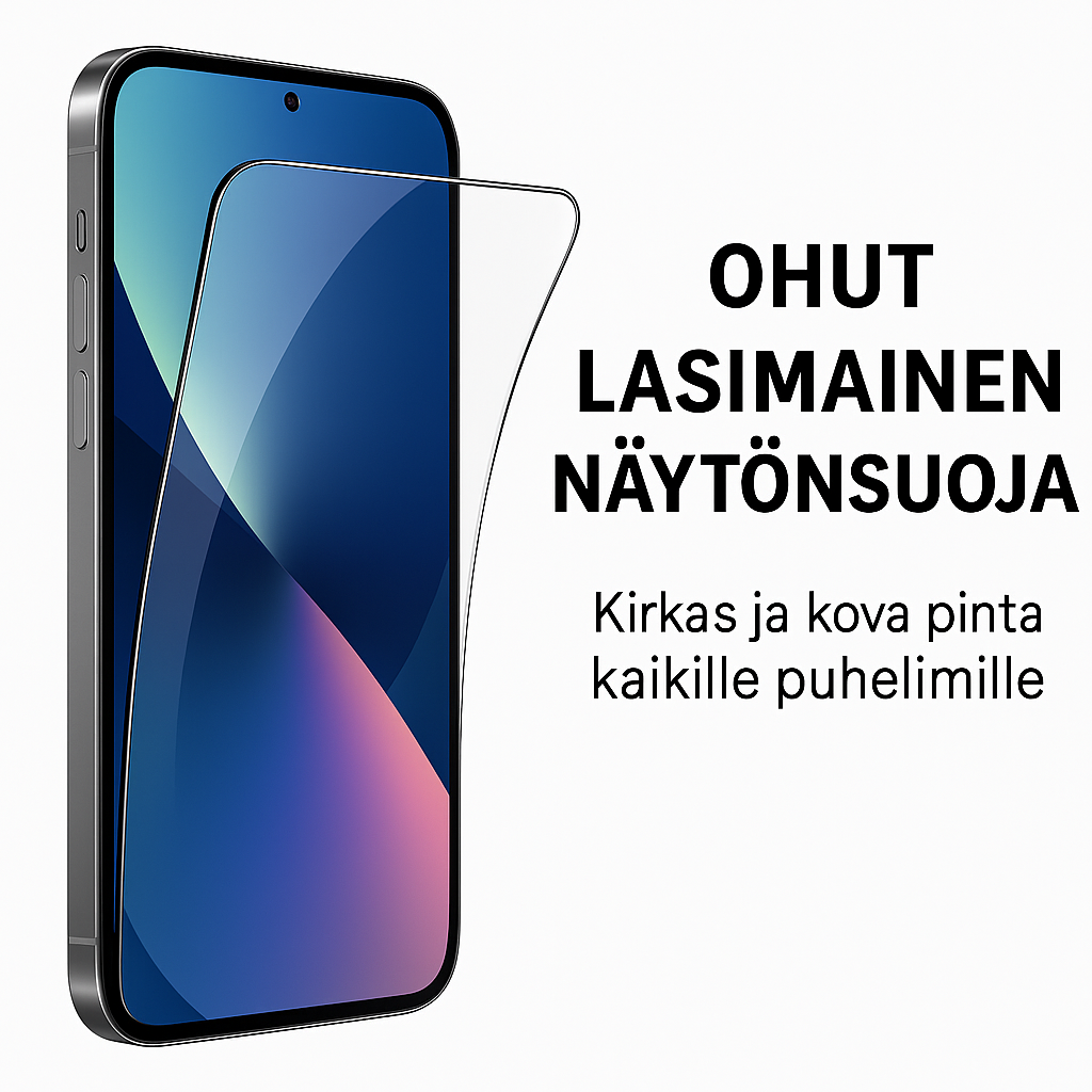 Ohut lasimainen näytönsuoja kaikille puhelinmalleille – hylkii vettä, suojaa tarkasti