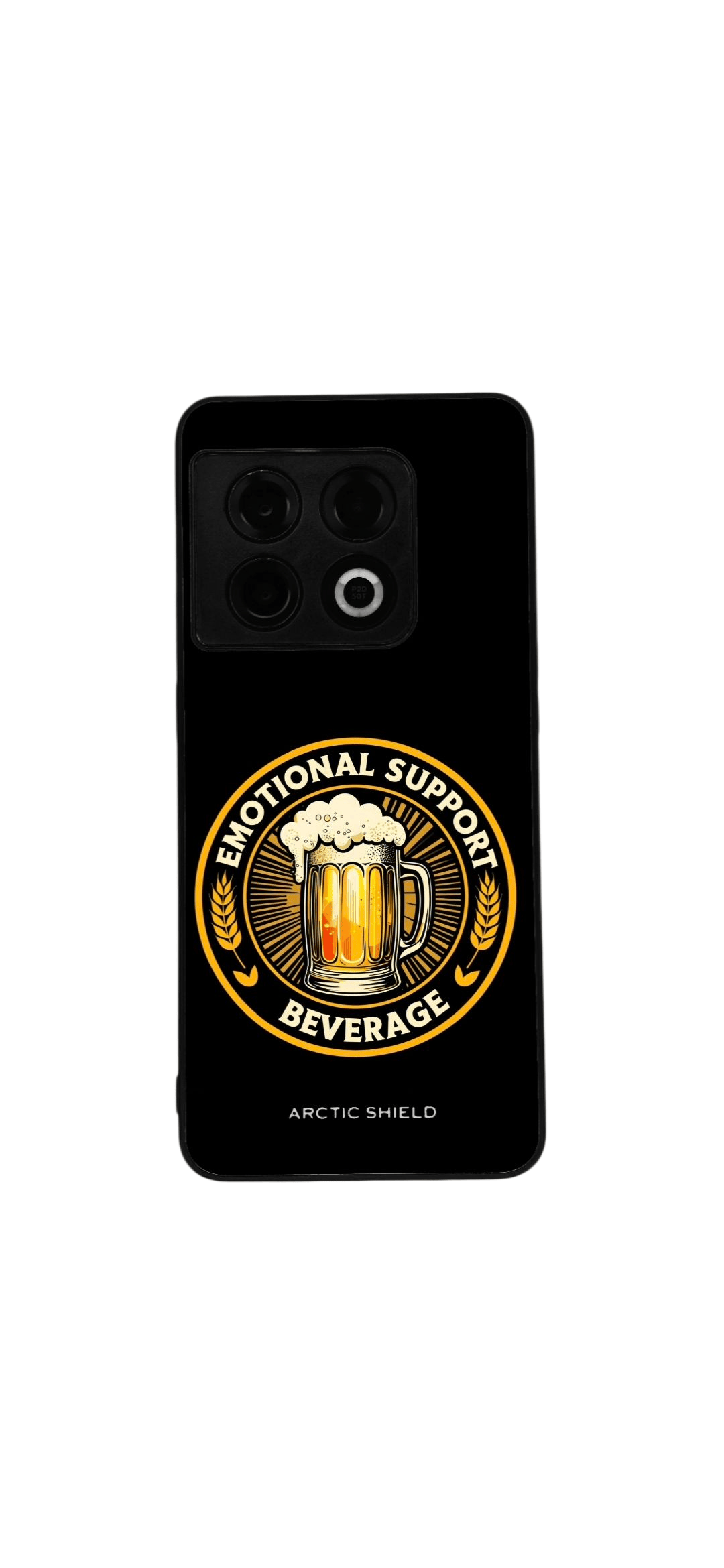 OnePlus 8T kuori Arctic Shield Emotional Support Beverage mustalla taustalla