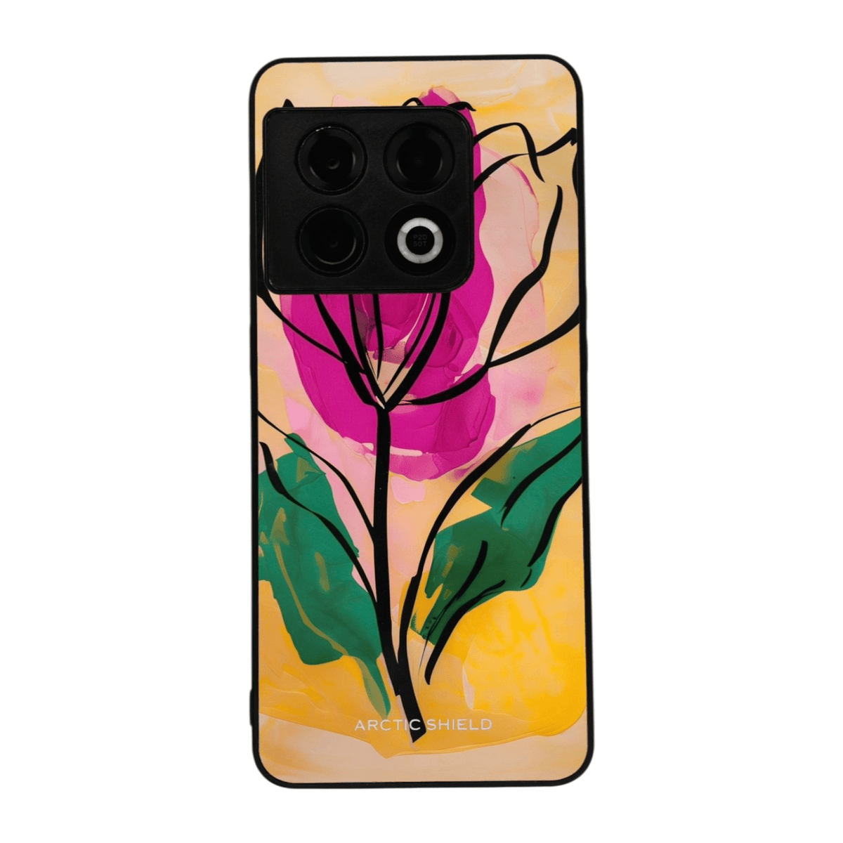 OnePlus Nord 3 Arctic Shield kuori – pystysuora keltapohjainen kukkadesign