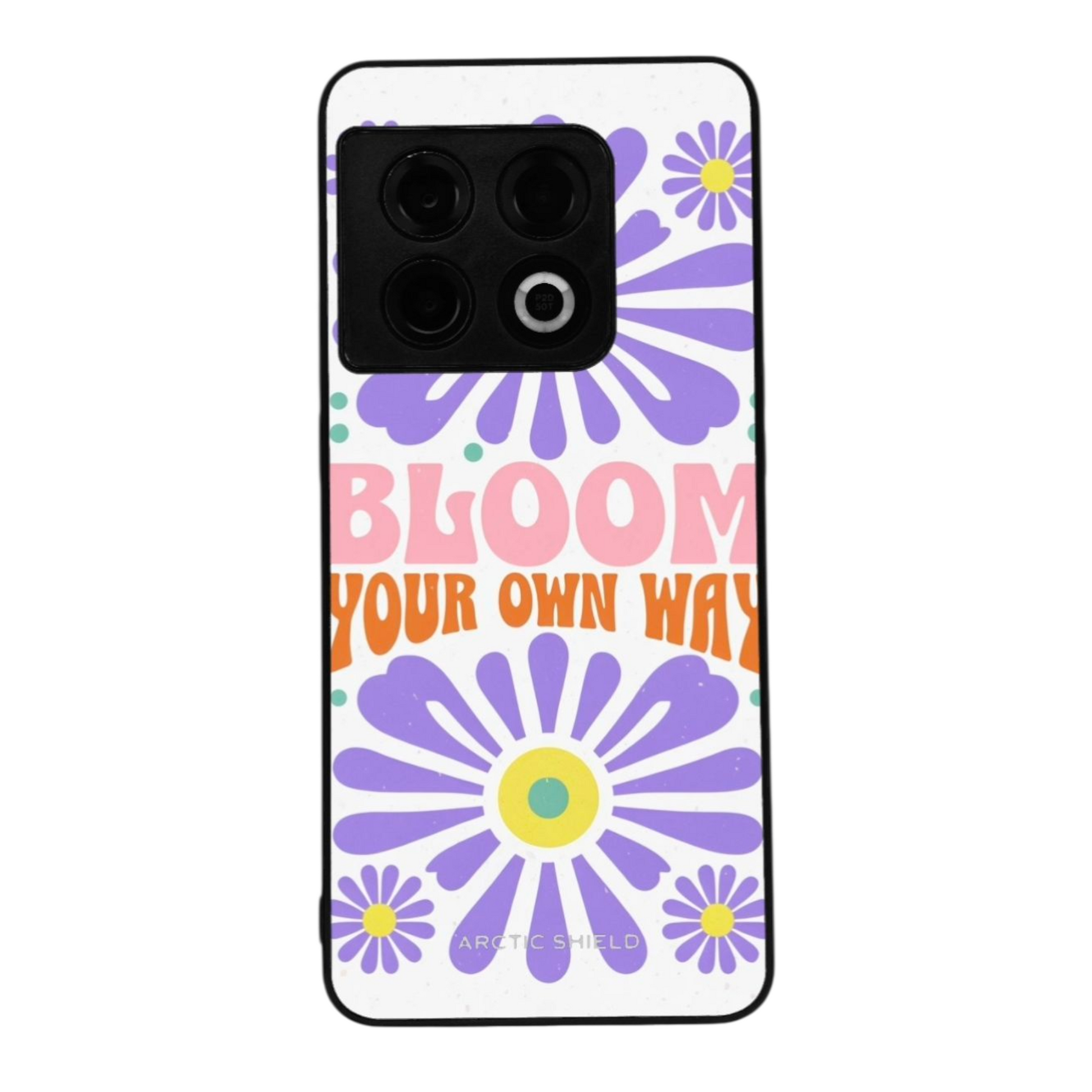 OnePlus Nord 4 kuori – värikäs retro kukkadesign ja inspiroiva teksti Bloom Your Own Way