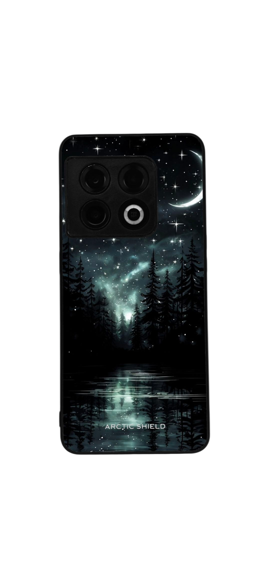 OnePlus Nord CE 3 Lite Aurora Glade -suojakuori – revontulet, metsä ja järvenheijastus