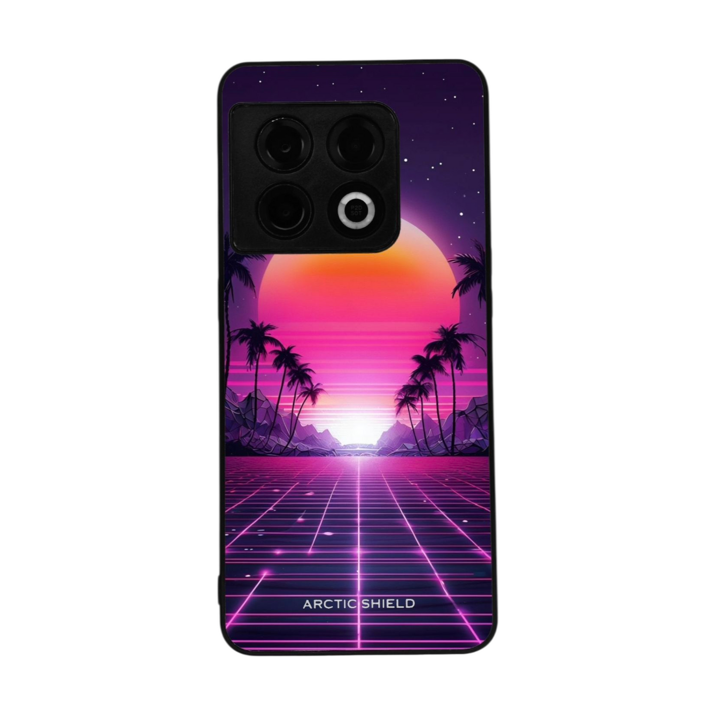 OnePlus Nord CE Arctic Shield kuori – pystysuora palmut ja auringonlasku