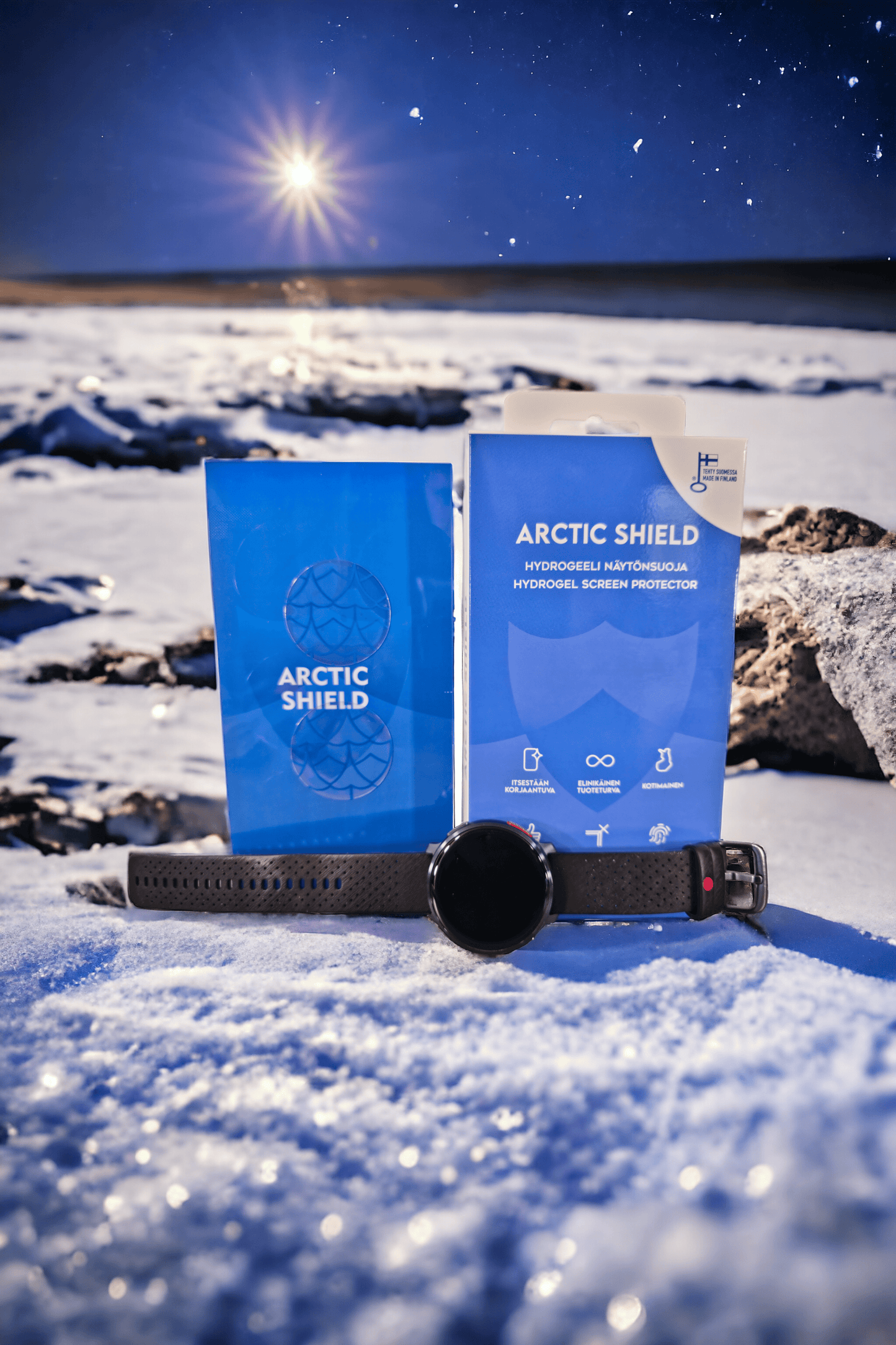 Polar Hydrogel -näytönsuoja – suoja ja tuote luonnollisessa ympäristössä.
