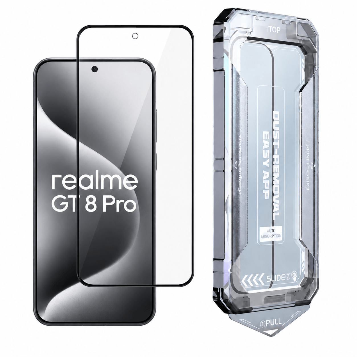 Realme GT 8 Pro panssarilasi asennuskehikolla – 9H karkaistu näytönsuoja