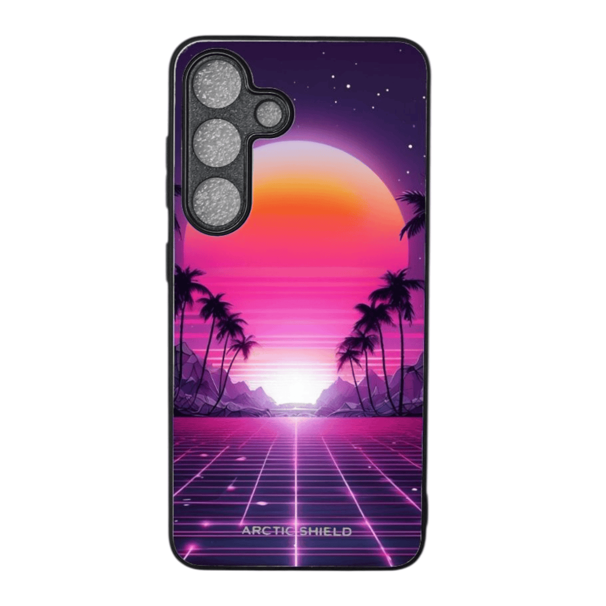 Samsung S25 Edge suojakuori – Neonauringonlasku ja 80-luvun tyyli, näyttävä Arctic Shield -design