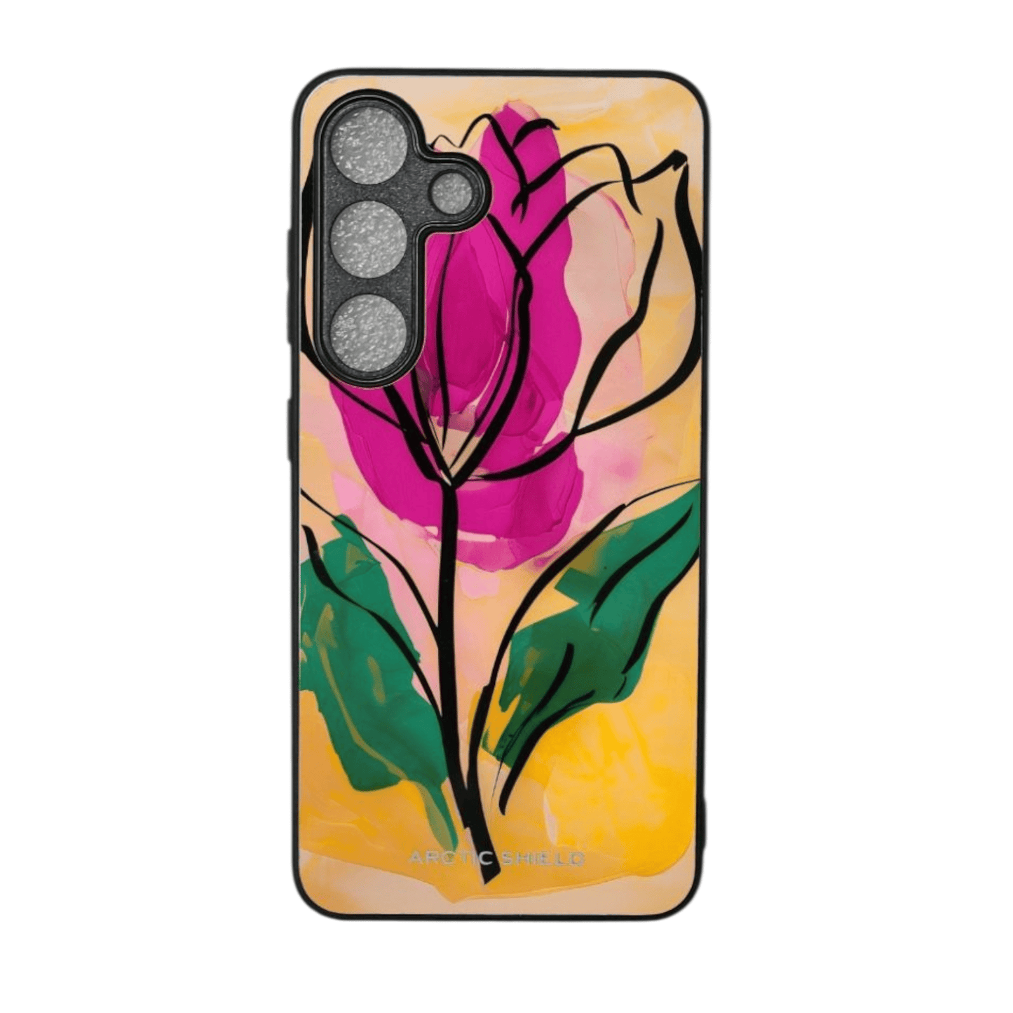 Samsung S25 Edge suojakuori – Pinkki kukka ja taiteellinen muotoilu, Arctic Shield -design Suomesta
