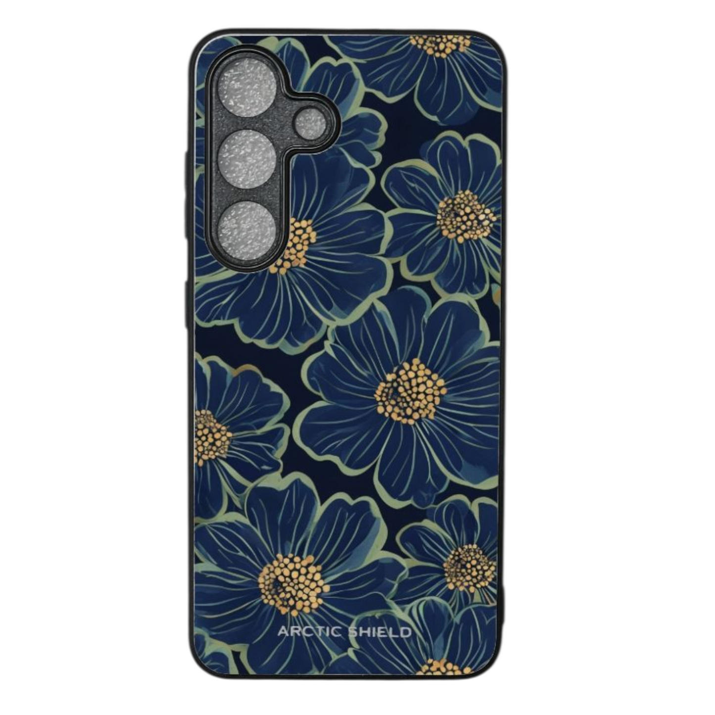 Samsung S25 Ultra suojakuori – Tummansiniset kukat ja elegantti design, suomalainen Arctic Shield -kuori