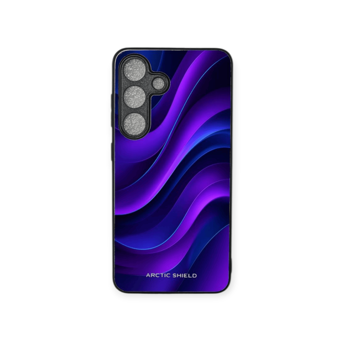 Samsung S25+ suojakuori – Violetti ja sininen aalto, futuristinen Arctic Shield -kuori
