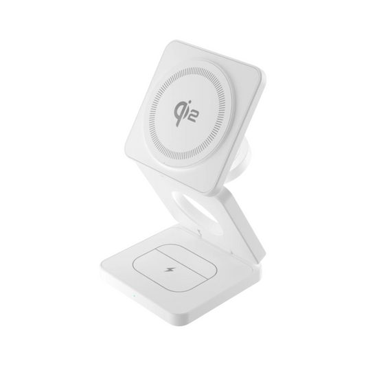 Valkoinen Taittuva latausteline MagSafe – IQ2-teknologia edestä