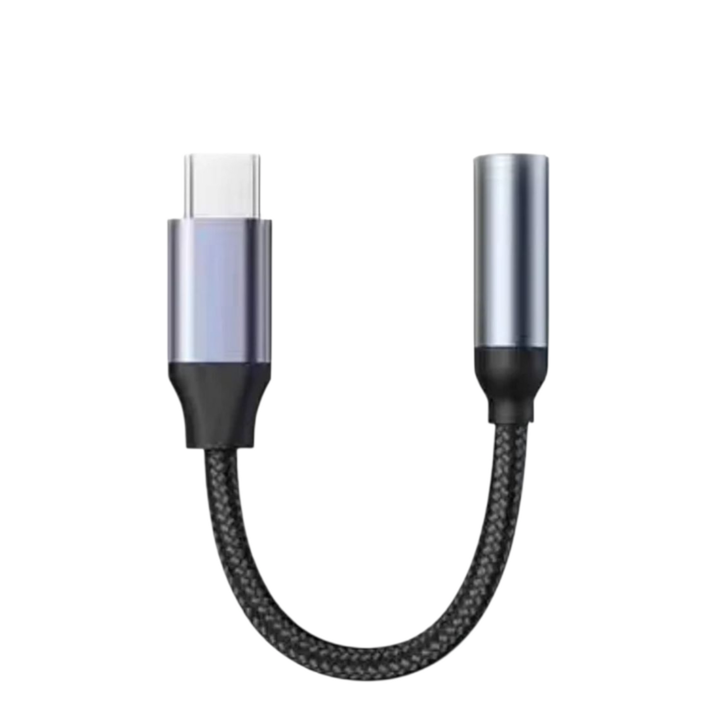 USB-C kuulokeadapteri yhdistetty puhelimeen ja 3.5 mm kuulokkeisiin