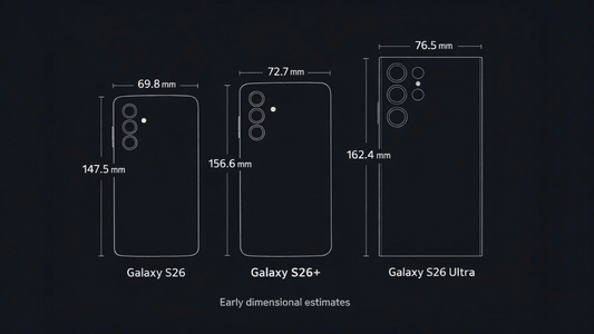 Samsung Galaxy S26 series early body dimensions and camera layout estimates for accessory manufacturing