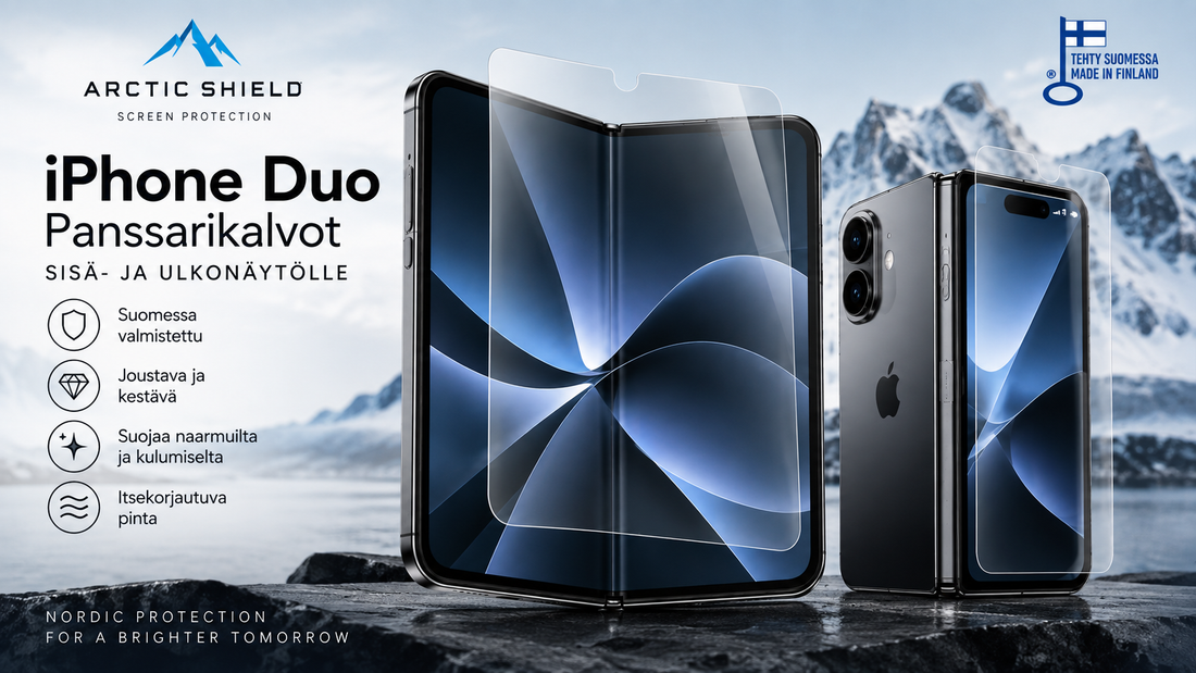 iPhone Duo panssarikalvot sisä- ja ulkonäytölle – Arctic Shield näytönsuojaopas
