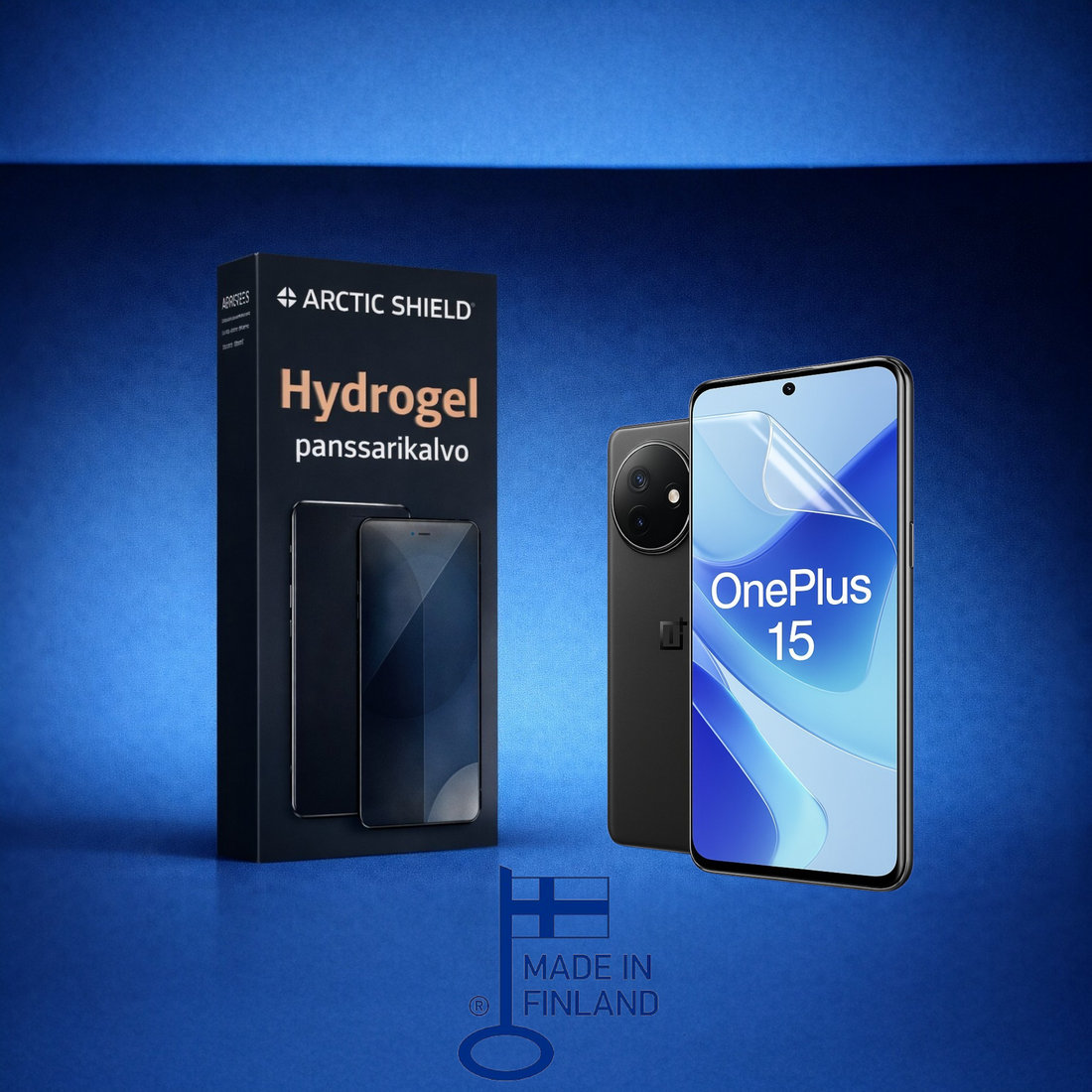 OnePlus 15 panssarikalvo hydrogel Arctic Shield käytössä näytönsuojana