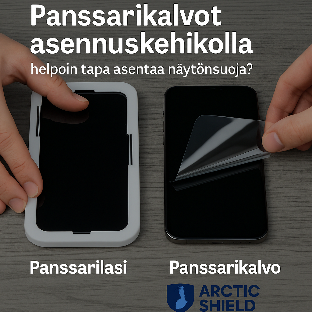 Panssarikalvot asennuskehikolla – asennusvertailu panssarilasi vs panssarikalvo, helpoin tapa asentaa näytönsuoja