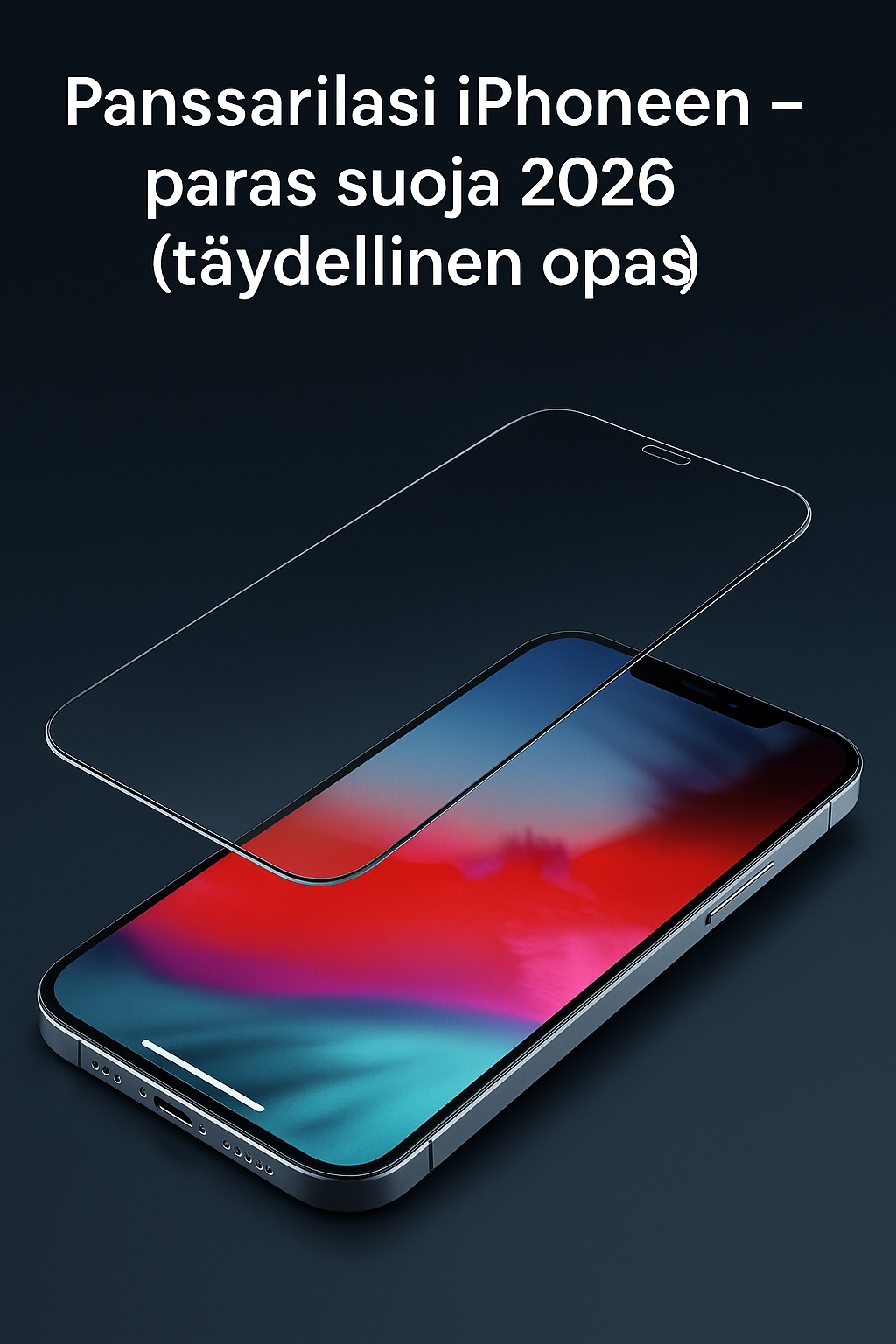 iPhone puhelin, jossa laadukas panssarilasi asennettuna – vertailu eri näytönsuojien välillä ja suositukset vuoden 2026 parhaisiin panssarilaseihin