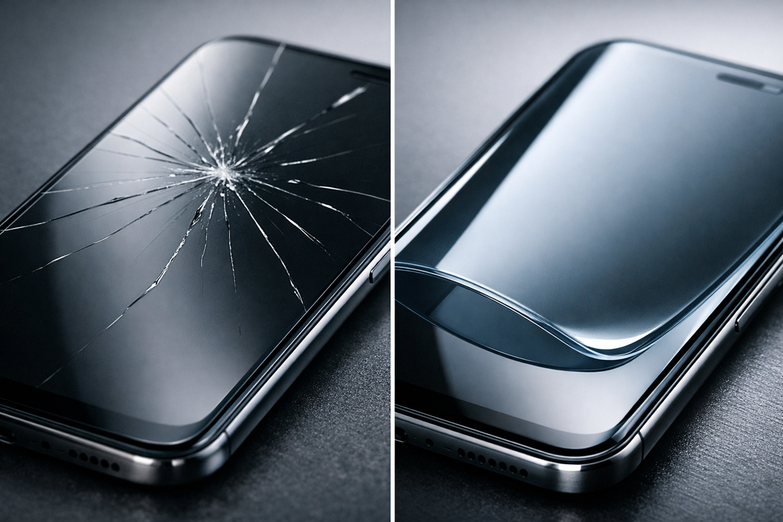 Panssarilasi vai panssarikalvo – älypuhelimen näytönsuojien vertailukuva