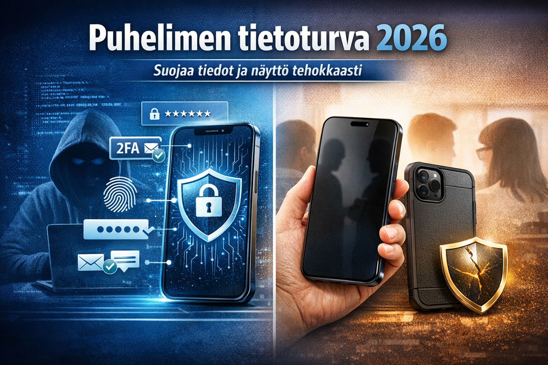 Puhelimen tietoturva 2026 – näytön suojaus ja yksityisyyden suoja privacy panssarikalvolla