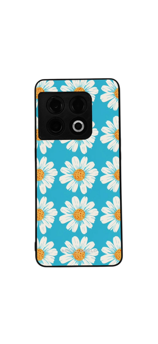 OnePlus Nord CE 3 Lite Arctic Shield -suojakuori – valkoiset kukat ja sininen tausta
