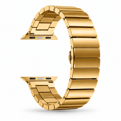Kultainen Apple Watch metalliranneke metallisella linkkirakenteella